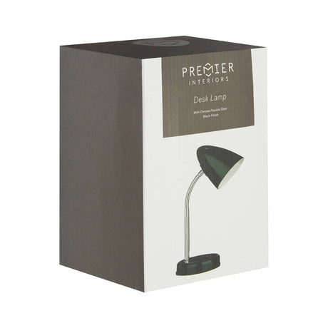 Flexi Black Metal And Chrome Desk Lamp With Eu Plug