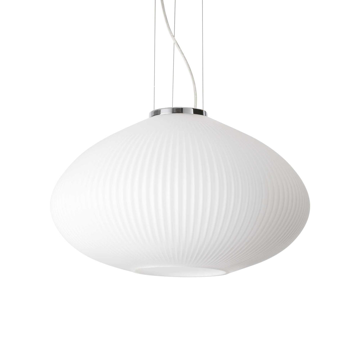Elegant Chrome Pendant Light with Pleated Design, D45