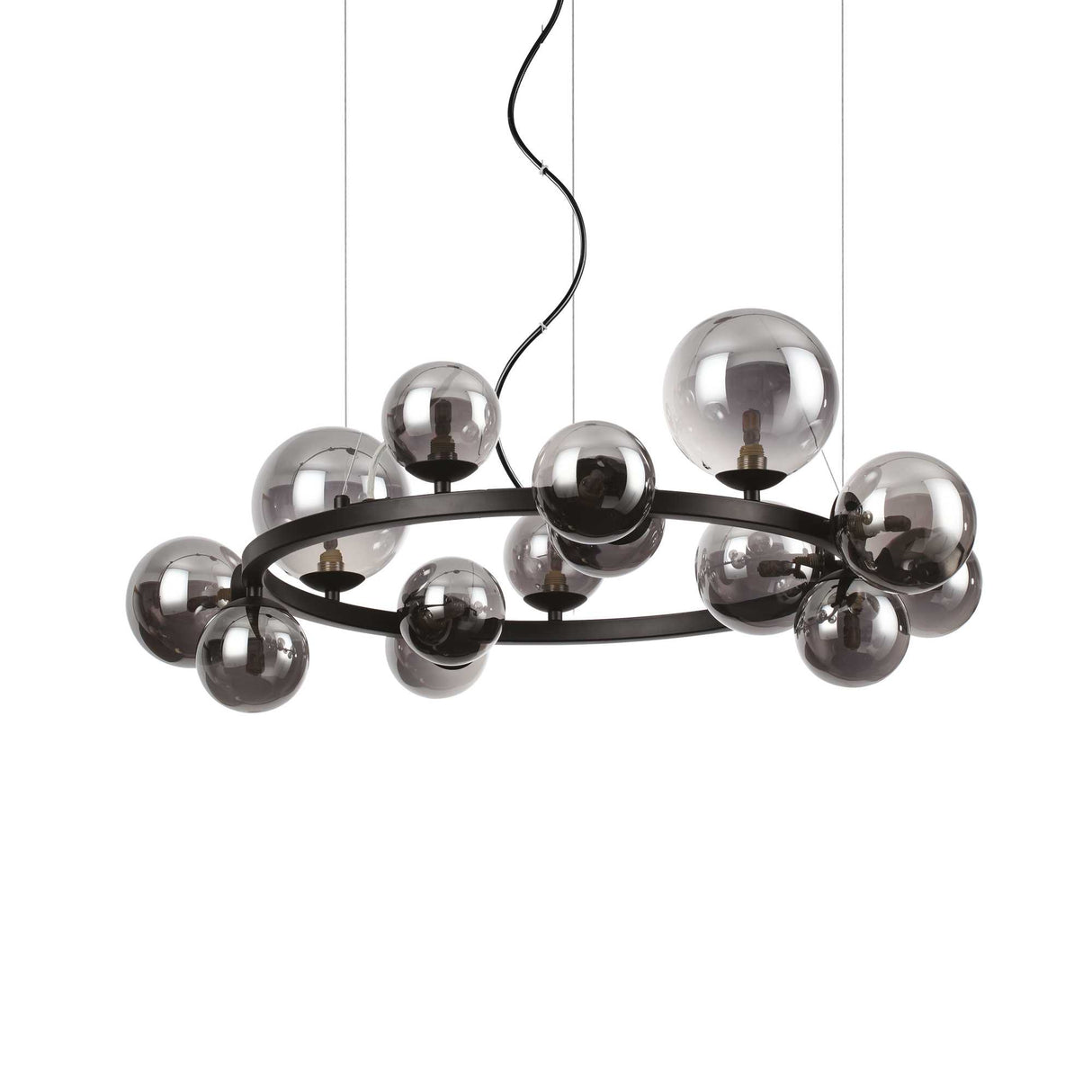 PERLAGE Smoked Glass Pendant Light with 14 Bulbs