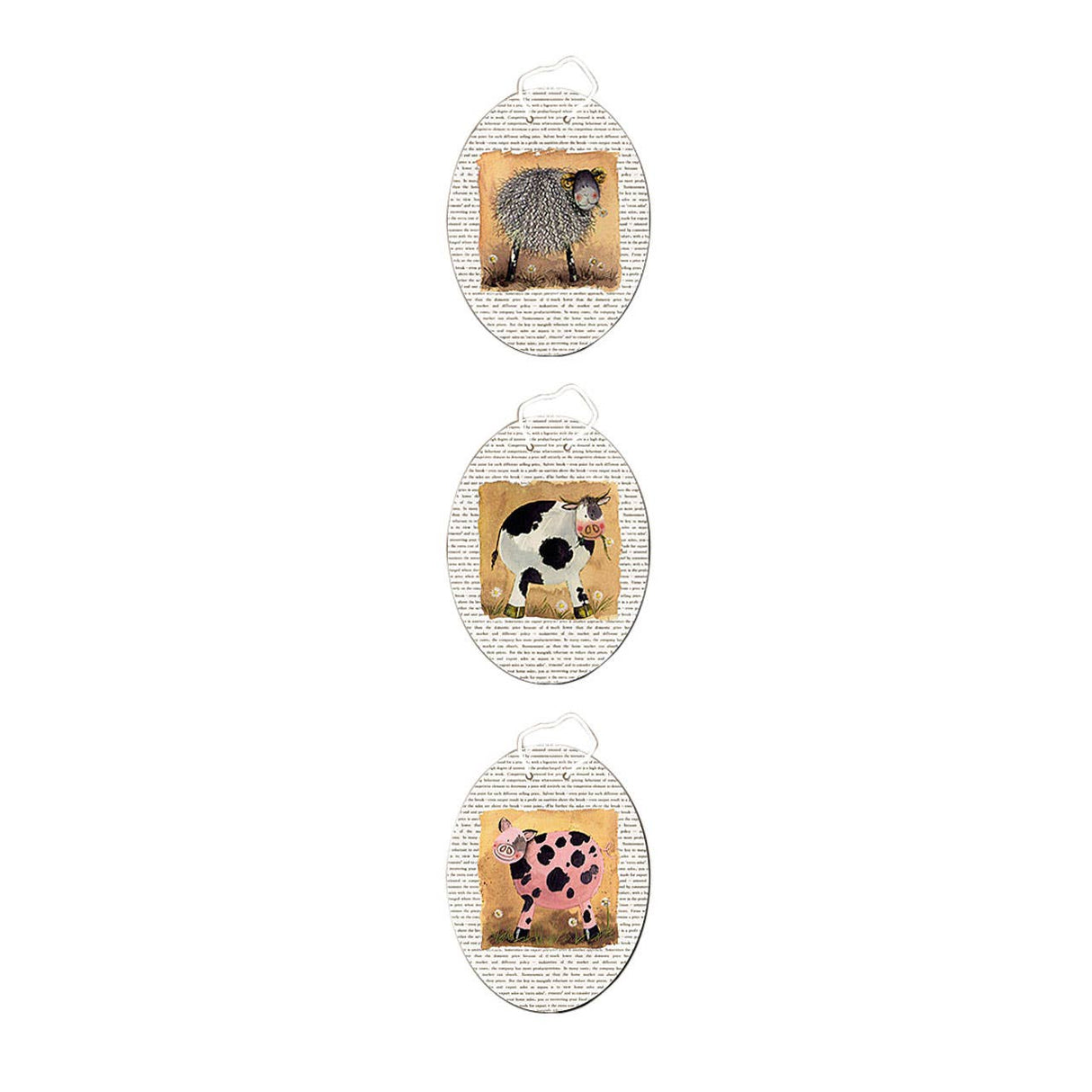 3 Assorted Farm Animal Plaque