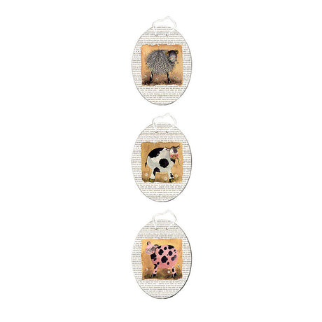 3 Assorted Farm Animal Plaque