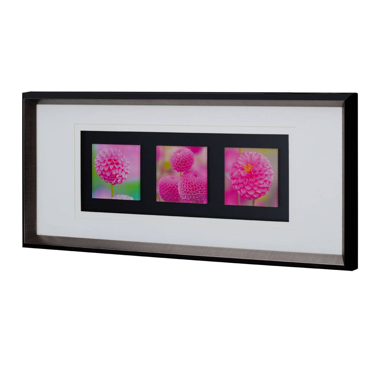 Pink Floral Colour Glass Triple Wall Art