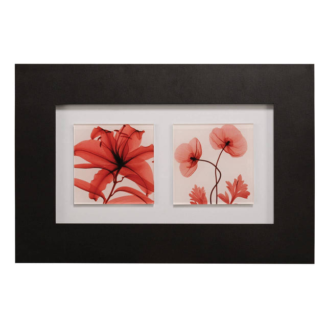 Red Poppy Glass Framed Double Wall Art