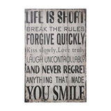 Life Is Short Break The Rules Wall Plaque