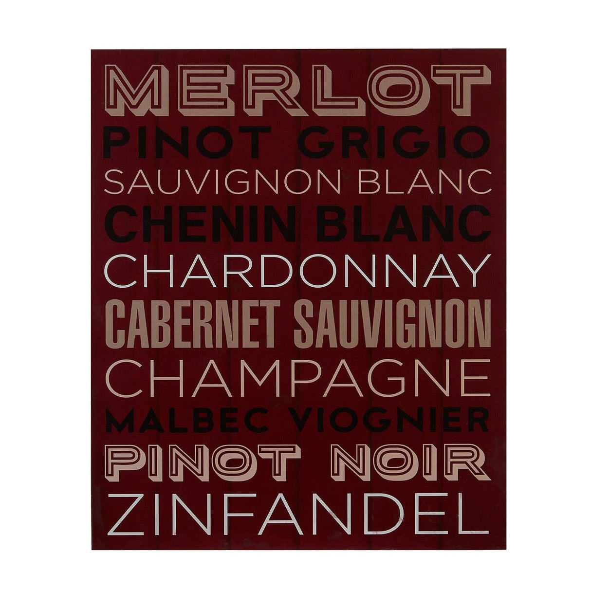 Wine List Wall Plaque