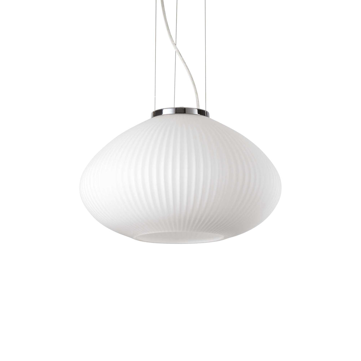 Sleek Chrome Pendant Light with Elegant Pleated Design