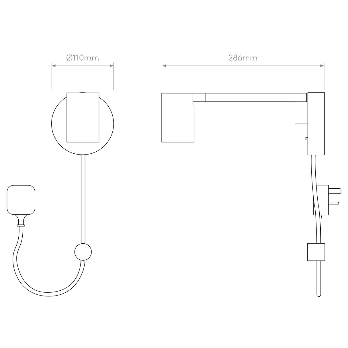 Ascoli Matte Black Plug-In Swivel Light