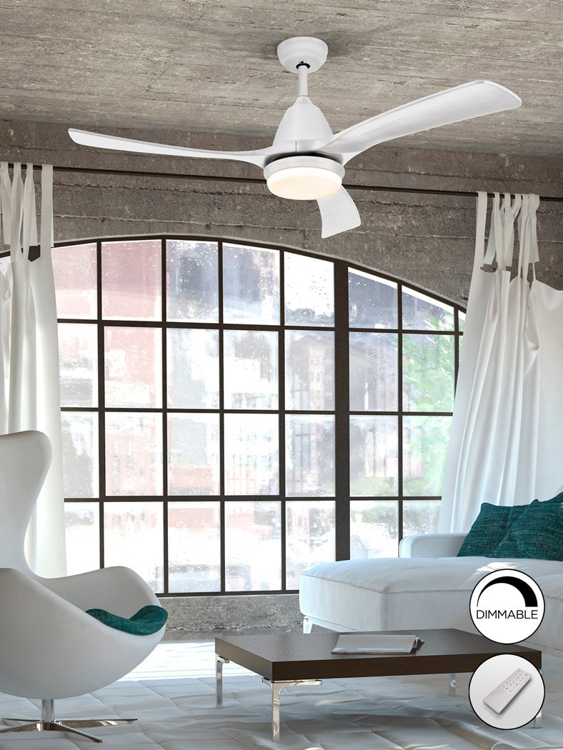 White Dimmable Aspas Ceiling Fan