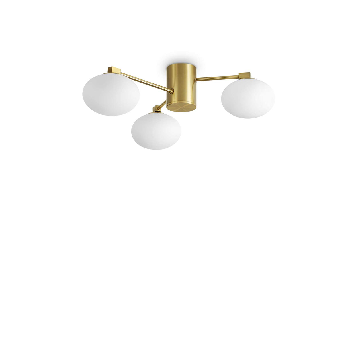 Hermes Ceiling Fixture with Trio Bulbs in Brass, D60