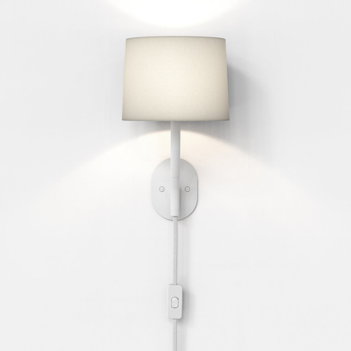 Modern Matte White Wall Sconce with Fabric Shade