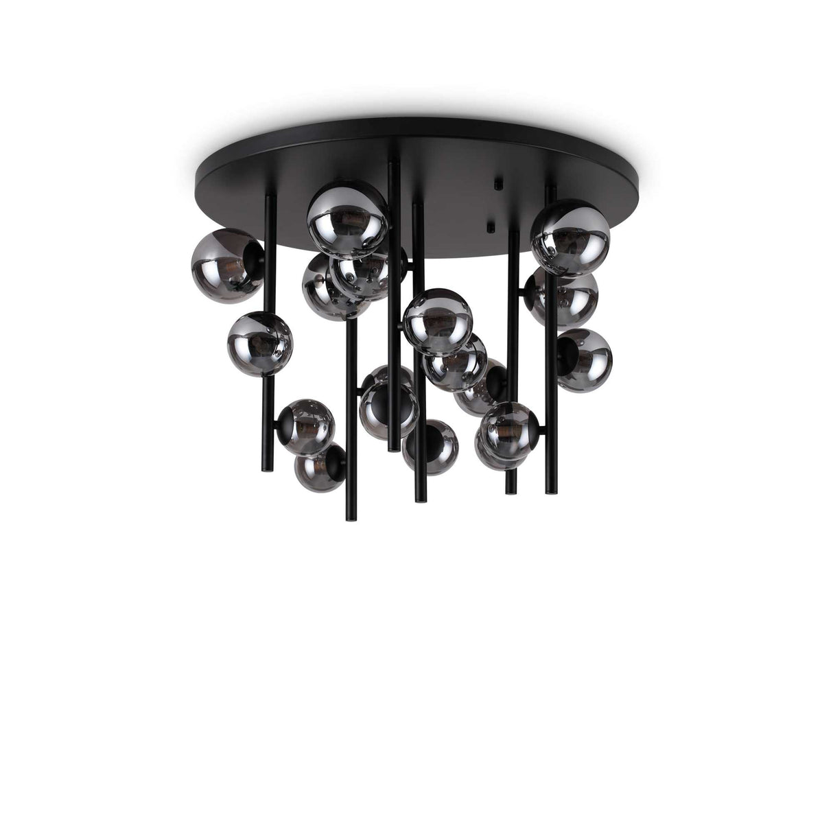Perlage Smoked Glass Flush Mount Chandelier with 18 Bulbs
