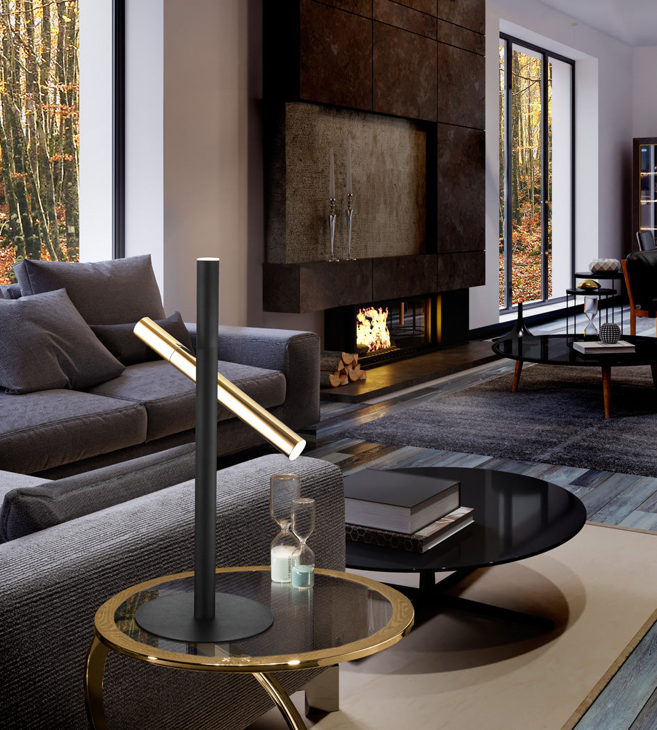 Elegant Dual LED Luxe Table Lamp in Gold/Black Finish