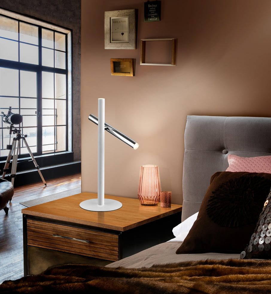 Sleek Varas Dual Light Table Lamp in Chrome Finish