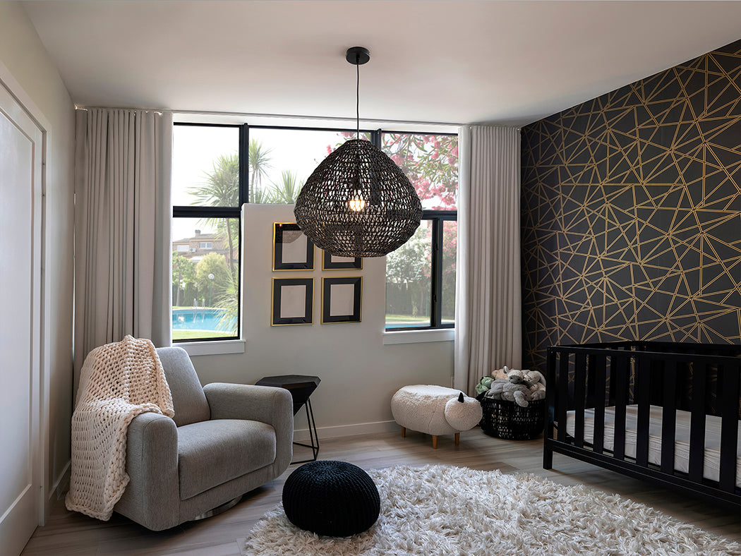 Sleek Black Corded Paper Lantern Lamp