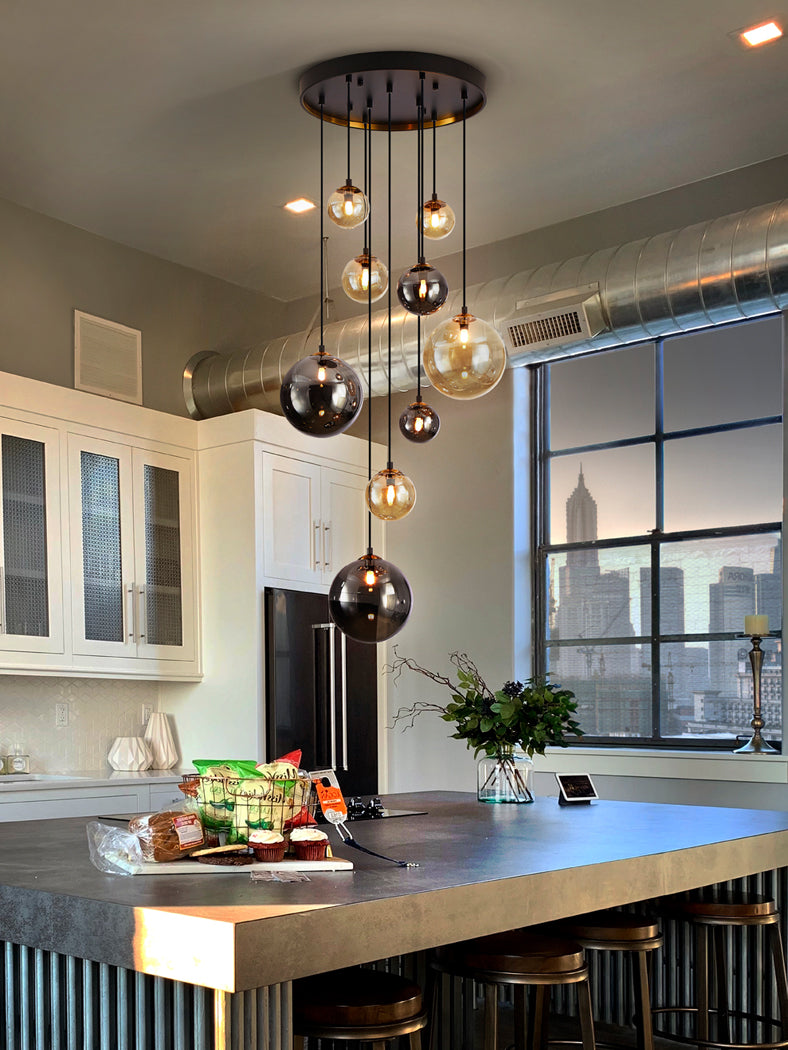 Midnight Elegance Lamp with Brass Accents