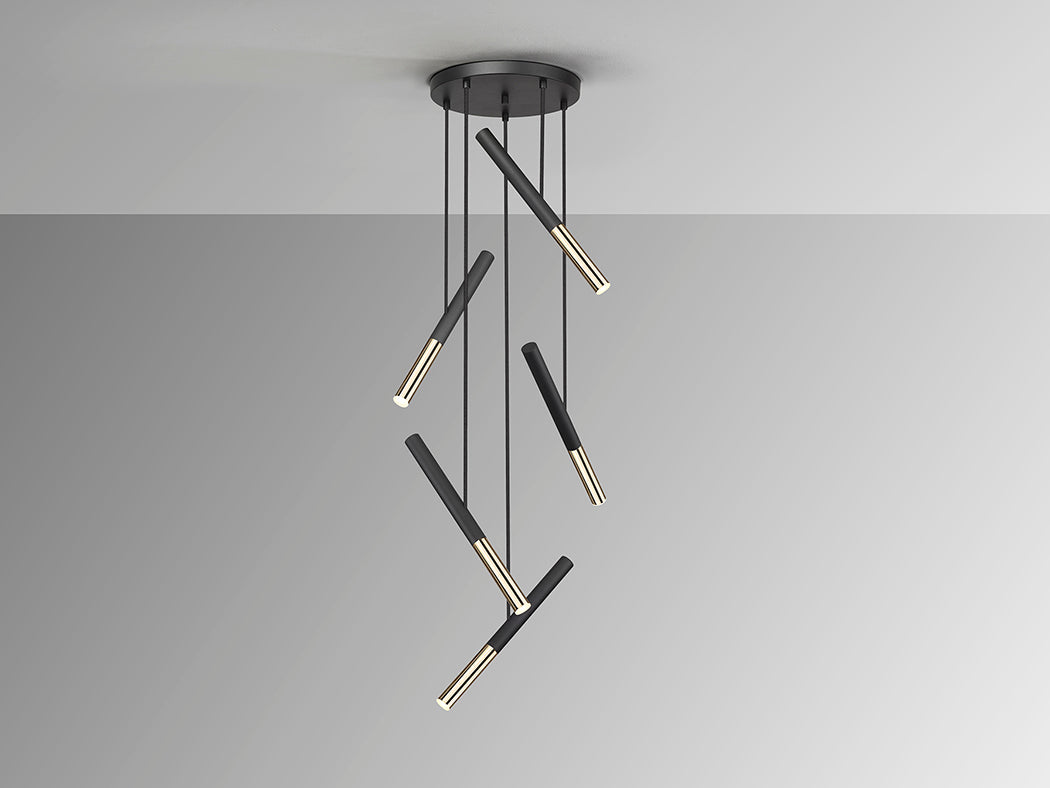 Edna Black and Gold Adjustable 5-Light Lamp
