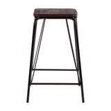 District Black Metal And Elm Wood Stool