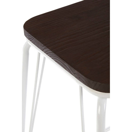 District White Metal And Elm Wood Stool