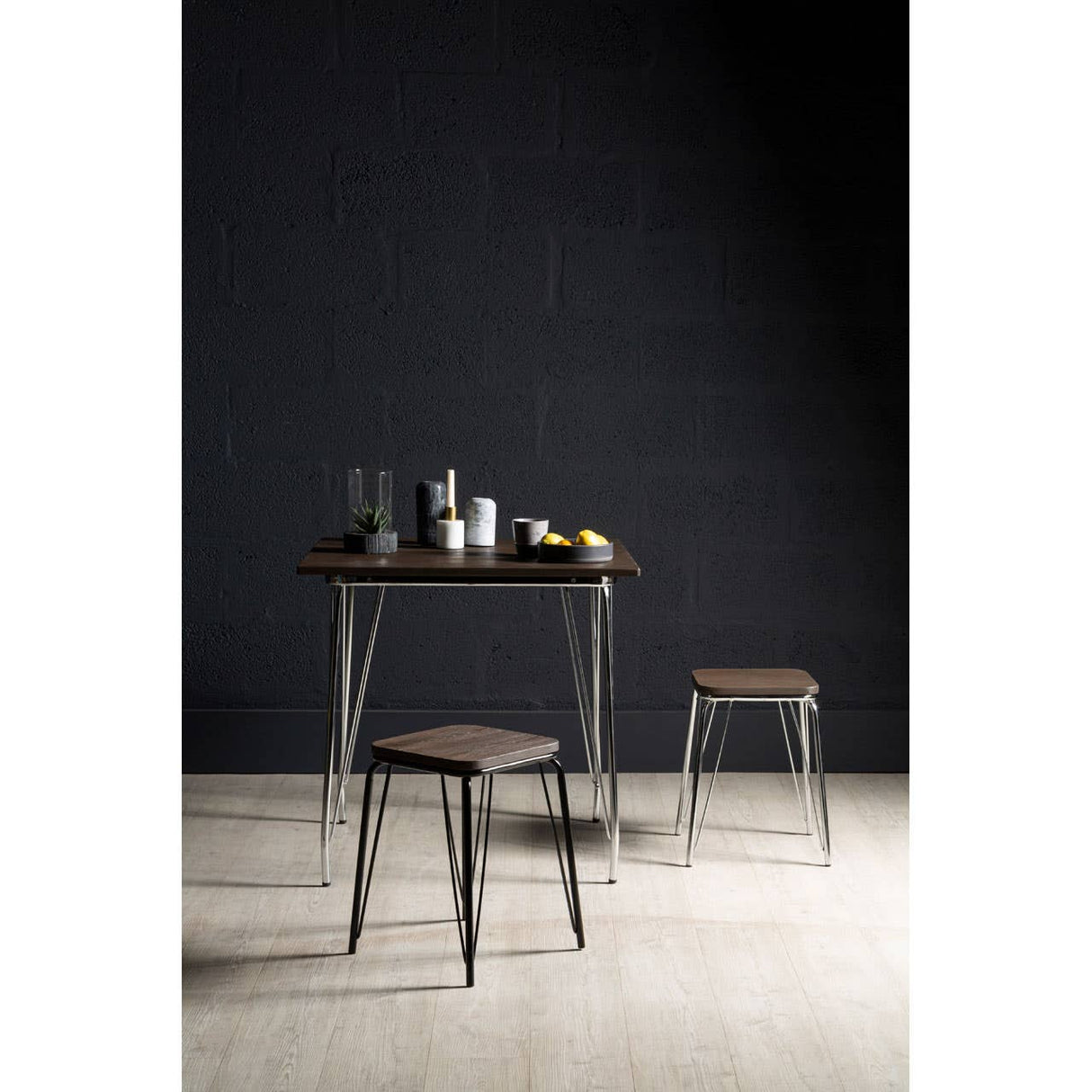 District Black Metal / Elm Small Wood Stool