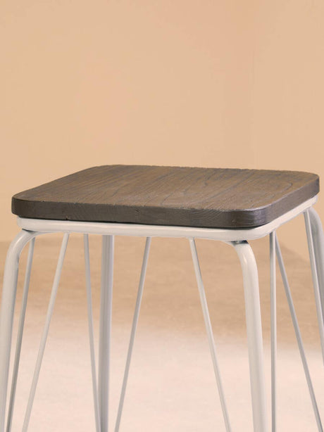 District Grey Metal / Elm Small Wood Stool