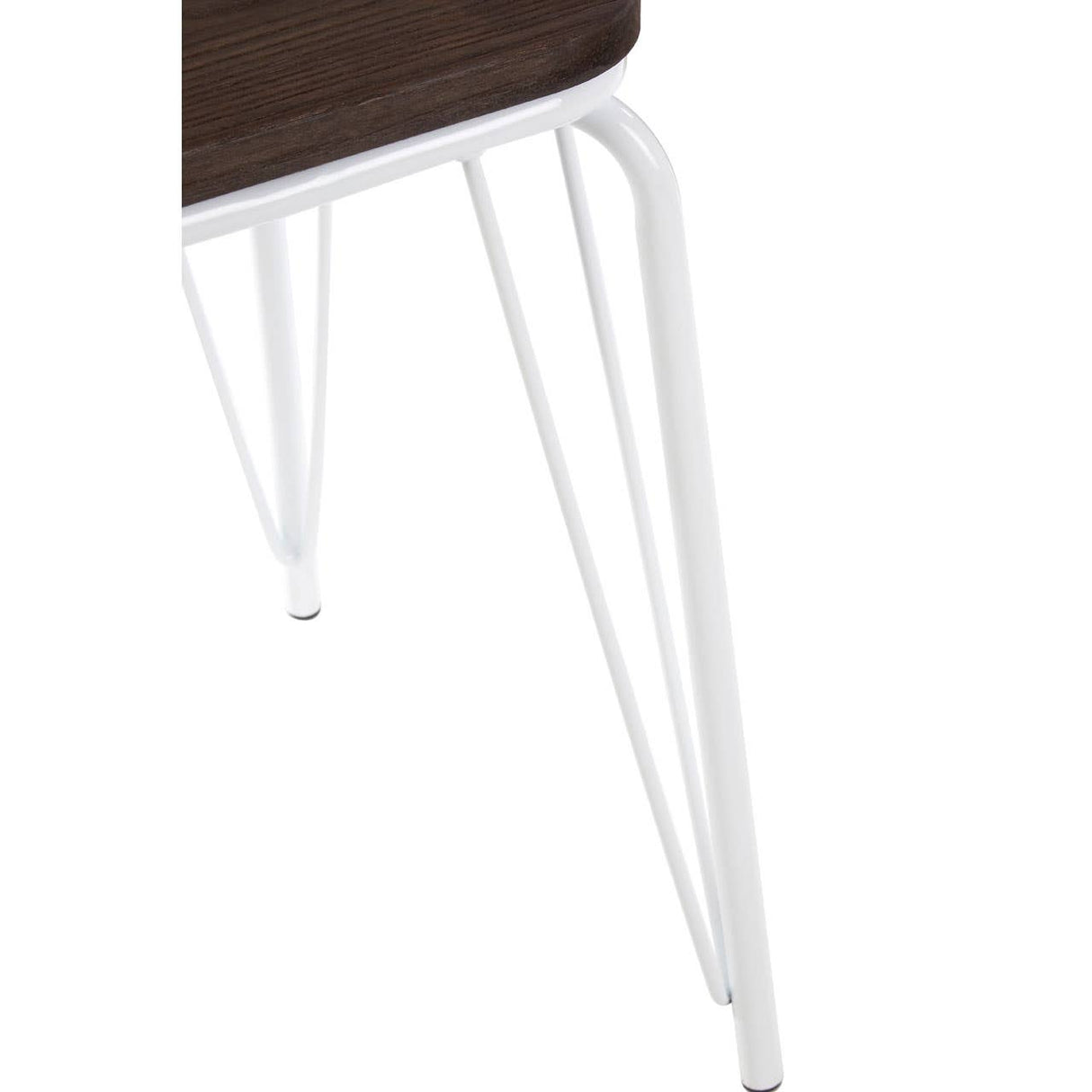 District White Metal / Elm Small Wood Stool