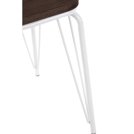 District White Metal / Elm Small Wood Stool