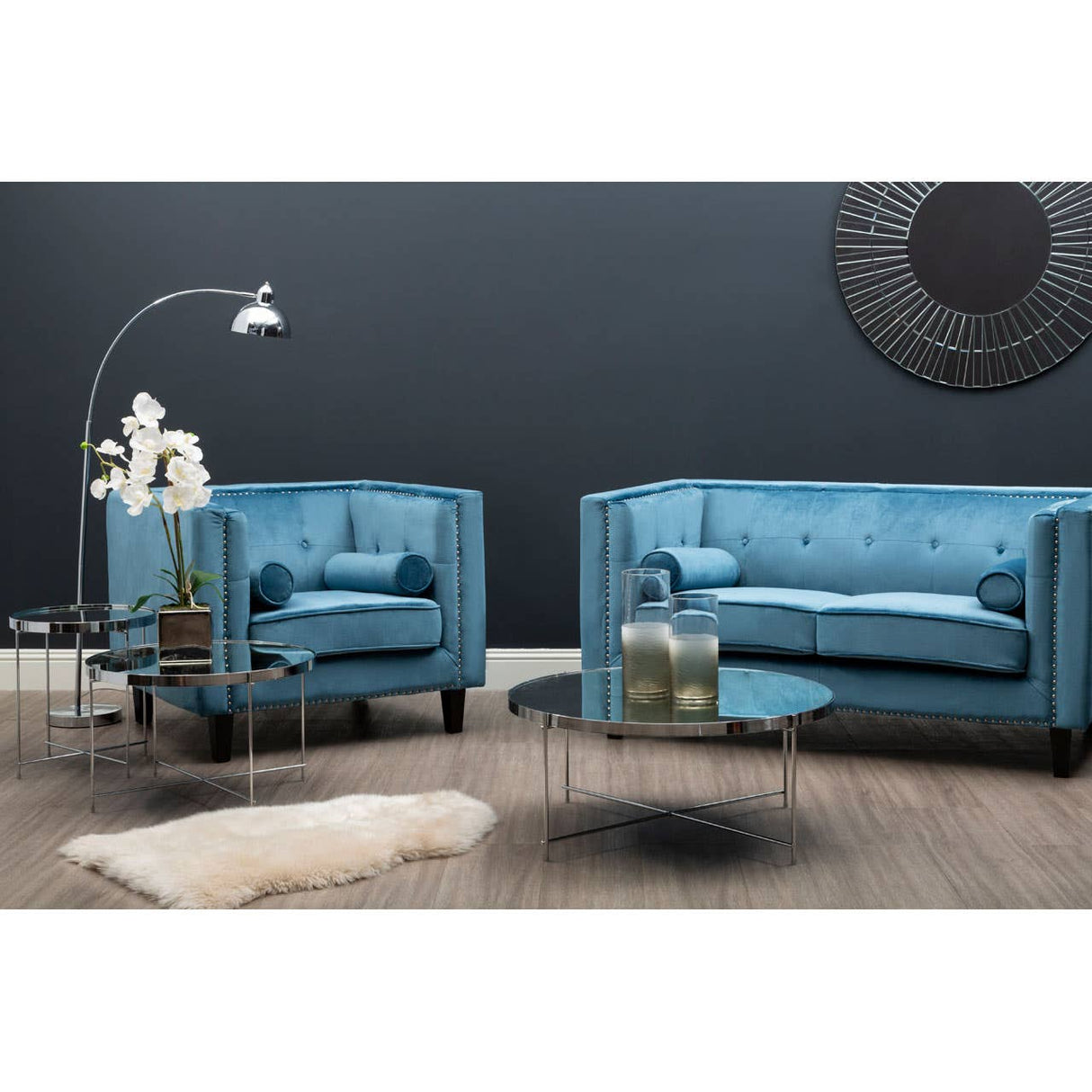 Allure Grey Mirror Low Side Table