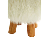 Inca Faux White Fur Round Stool