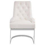 Azalea Tufted Ivory Faux Leather Dining Chair