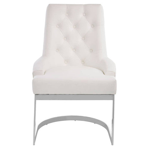 Azalea Tufted Ivory Faux Leather Dining Chair