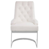 Azalea Tufted Ivory Faux Leather Dining Chair