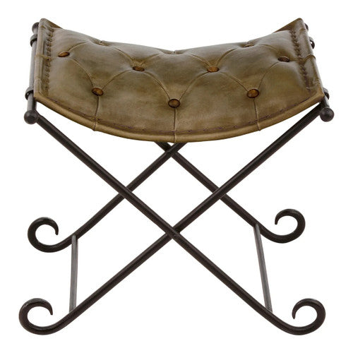 Buffalo Grey Leather And Iron Stool