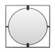 Trento Large Square Black Metal Frame Round Insert Wall Mirror