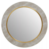 Cadio Shagreen Effect and Gold Inlay Round Wall Mirror