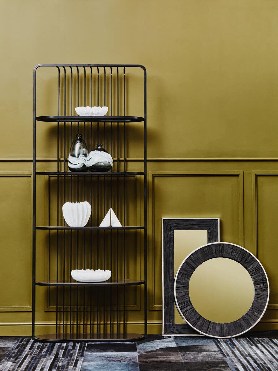 Kerala Black Round Mirror