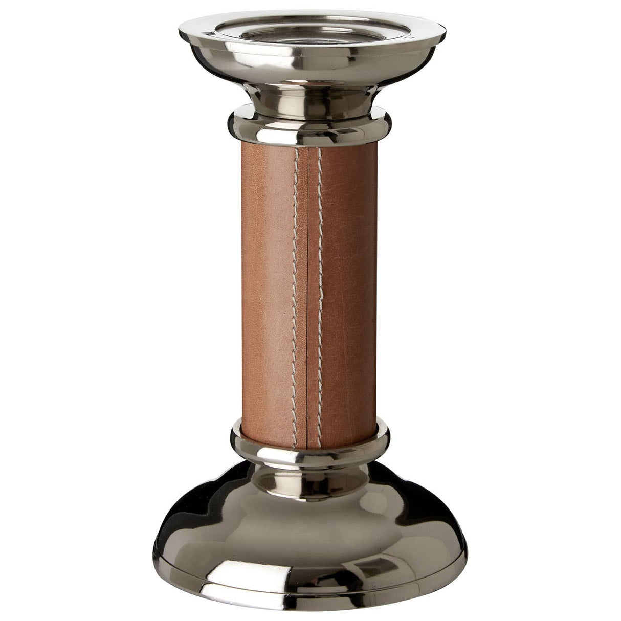 Churchill Genuine Tan Leather Candle Holder