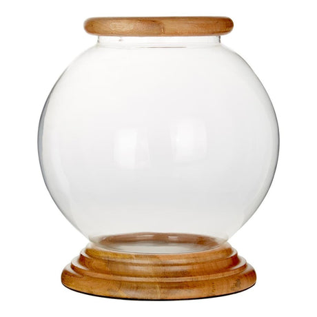 Hampstead Hurricane Small Candle Holder With Wood Rim