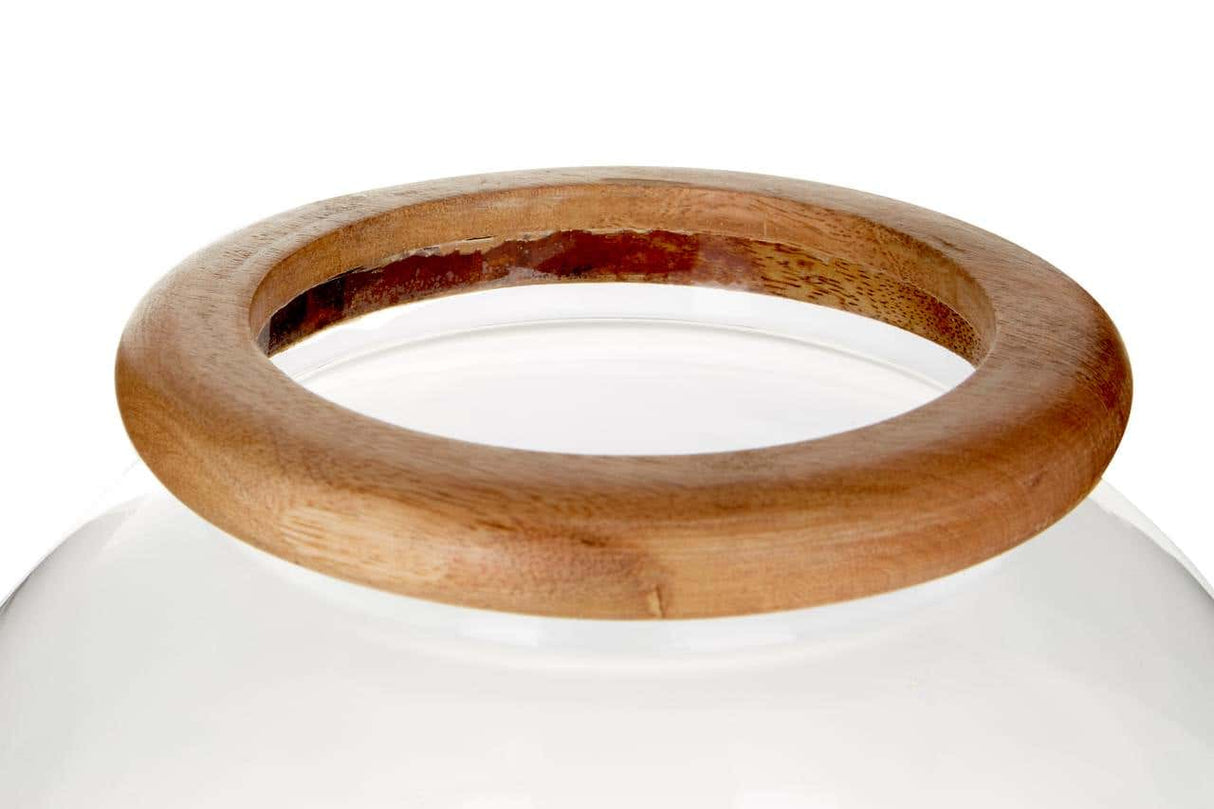 Hampstead Hurricane Small Candle Holder With Wood Rim