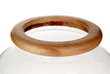 Hampstead Hurricane Small Candle Holder With Wood Rim
