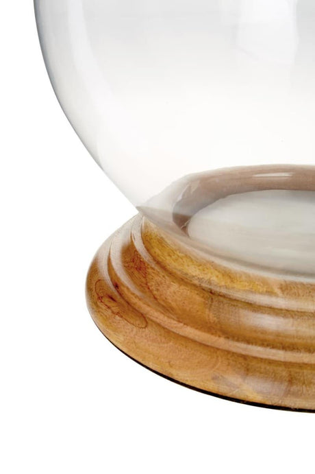 Hampstead Hurricane Small Candle Holder With Wood Rim