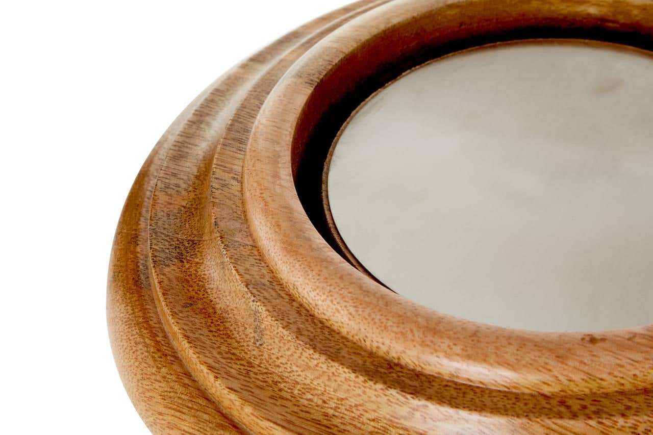 Hampstead Hurricane Small Candle Holder With Wood Rim