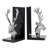 Set Of 2 Stag Bookends With Marble Base