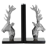 Set Of 2 Stag Bookends With Marble Base