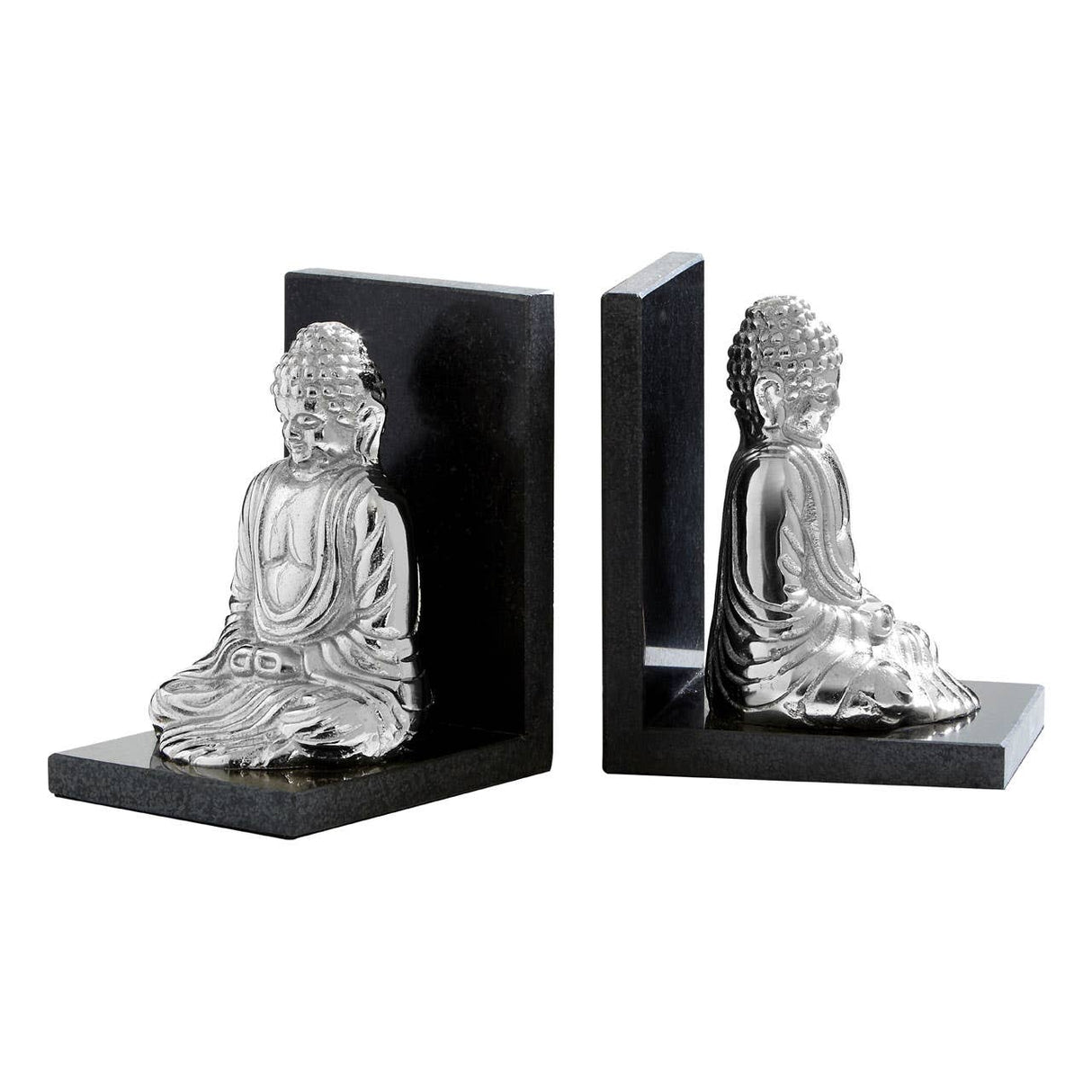 Set Of 2 Buddha Bookends With Marble Base