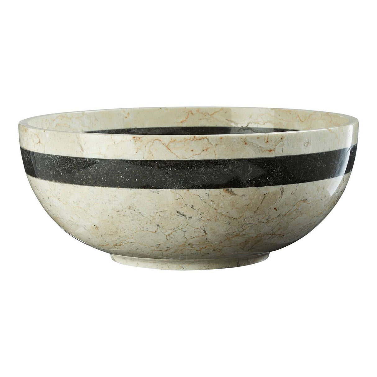 Sura Cream and Black Marble Stripe Bowl