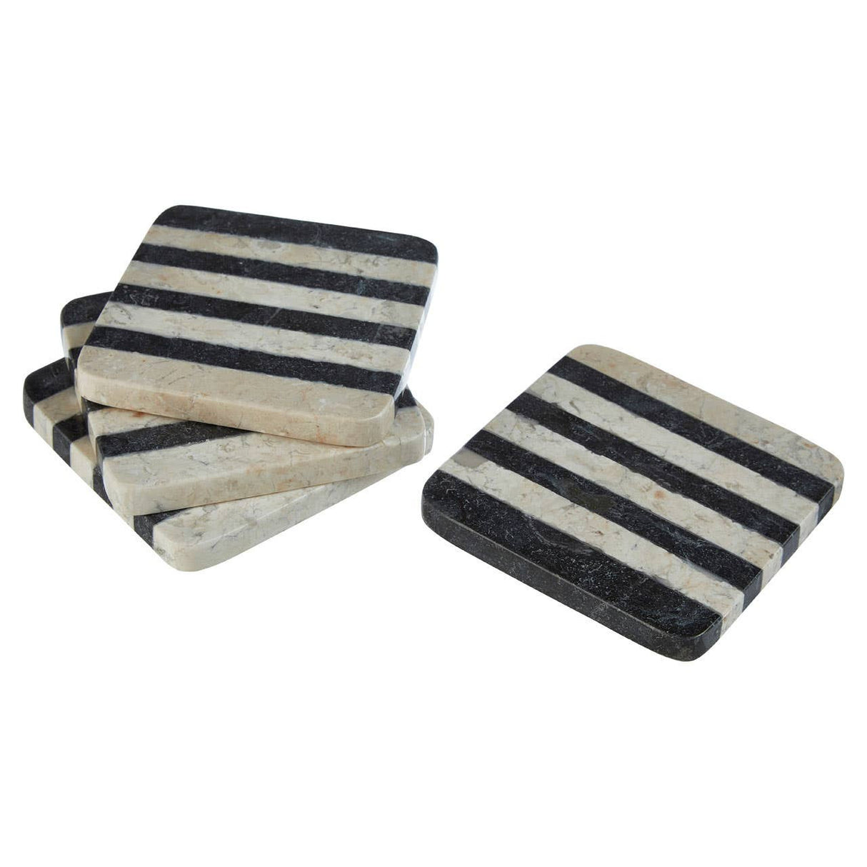 Sura Set Of 4 Cream and Black Marble Coasters