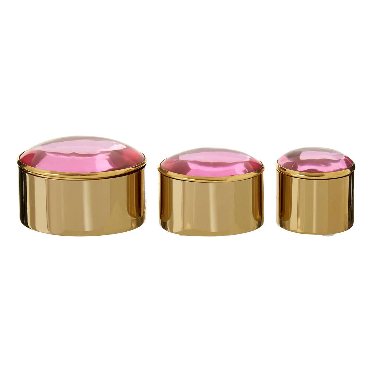 Nixie Set Of 3 Trinket Boxes With Pink Lids