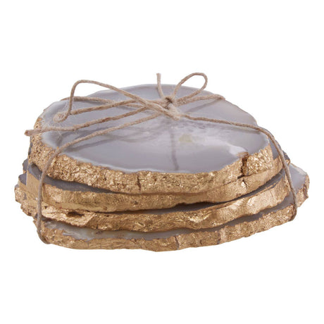 Bowerbird Agata Blue / Gold Coasters