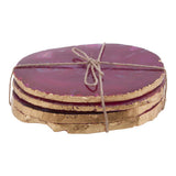 Bowerbird Agata Set of 4 Agate Pink and Gold Coasters