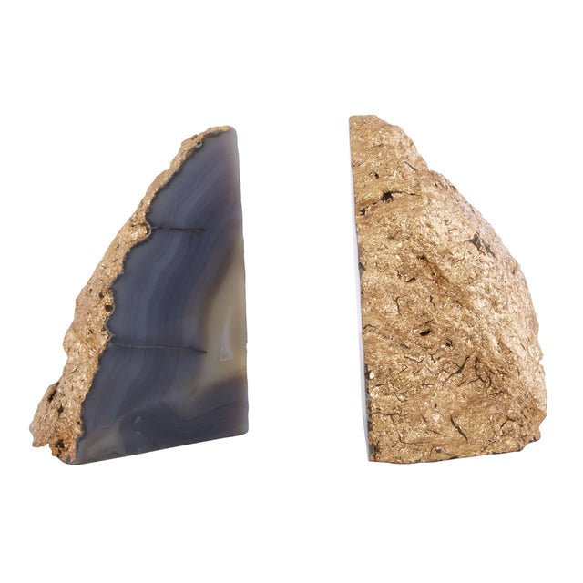 Bowerbird Agata Grey / Gold Bookends